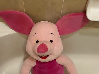 Large Piglet Plush Gets A Face Full of Piss! - ThisVid.com