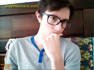 Twink with glasses and nice bush - interrupted