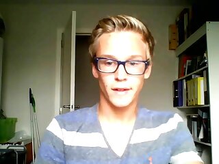Blonde twink with blue glasses