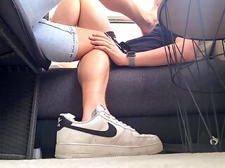 We chill, buddy can't resist to push my foot against his nose