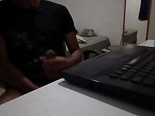 Really Horny Dirty gay jerking off Big Dick While Moaning at work