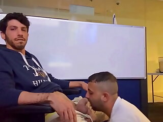 My buddy milks my big dick