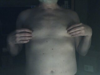 A hot guy plays with his tits until he orgasms.