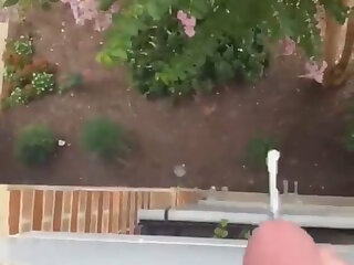 Cum jerk off balcony cut