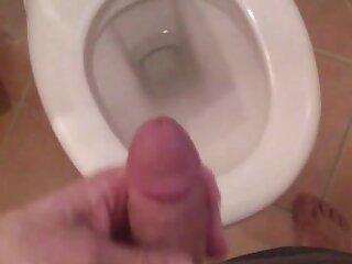 Jerking off, cumming into toilet