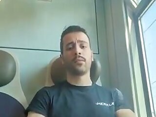 Sexy Guy is jerking one out in the train