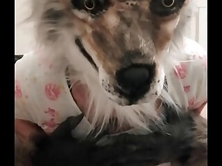 Wolf girl pissing in her panties