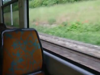 Twink wanks in bus and then cums all over himself