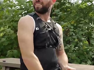 Guy wanks and cums In public at rest stop on highway