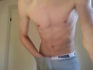 Fit blond has his wank