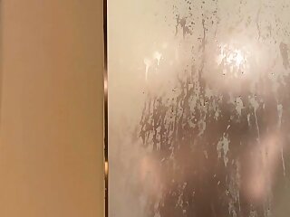 Big dick chubby daddy swings his dick in the shower