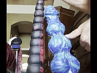 Anal whore depth training with 16 inch long dildo