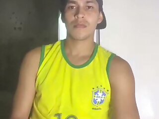 Hot Latino plays with his bulge and flashes his hard cock in live broadcast